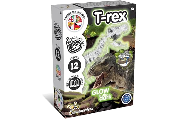 Science4you Excavation de Fossiles T-Rex - Jouet avec des Dinosaures Qui Brille dans l'obscurité, Creusez Les Fossiles de Votre T-Rex, Jouets, Jeux, Cadeaux de Dinosaures pour Garçon et Fille 6+ Ans