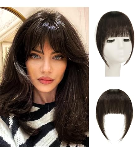 Echthaar-Pony Mit Clip - Gewellter Pony Aus 100% Echthaar, 25,4 Cm, Schwarz/braun