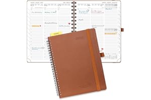 ‎POPRUN POPRUN Kalender 2026 Wochenplaner 22 x 16,5 cm, 12-Monate-Terminplaner Ringbuch (Jan.2026-Dez.2026), Buchkalender 1 Woche 2 Seite mit Softcover - Braun