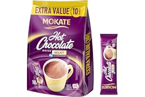 ‎MOKATE MOKATE - Heiße Schokolade Milky mit Magnesium - 10 Sachets - Cremig & Sanft, Schnell Zubereitet, Für Zuhause & Arbeit, Süß Pulver Getränke - Trinkschokolade, Hot Chocolate With Vitamins - 180g