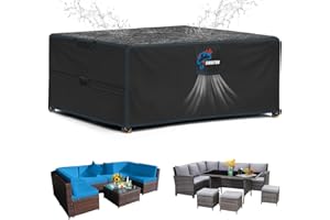 SIRUITON Housse pour Meubles de Jardin, 420D Oxford Tissu Housse Table de Jardin Protection pour Tous Les Temps, pour Ensembles de Table et de Canapé avec Corde et Boucle Verrouillage （250x250x90cm）