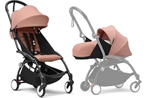 Poussette Stokke YOYO3 avec pack nouveau-né et pack couleur 6+ - Comprend un cadre noir, un pack couleur YOYO 6+ (Ginger) et un pack nouveau-né 0+ (Ginger)