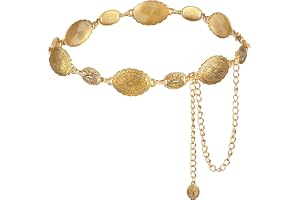 DRESHOW Western Metal Concho Bä för Kvinnor Cowgirl Boho Concho Kedja Justerbar Silver Guld Vintage Midjekedja för Kvinnor