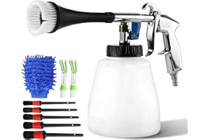 MOCOLI Pistola de Limpieza de Coche, Pistola de Lavado Interior, 6~9,2Bar Limpiador de Aire Comprimido Pistola de Lavadora Pistola de Pulverización Portátil con Boquilla Guantes Cepillos