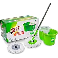 Scotch-Brite 2-in-1 Bucket Spin Mop (Green, 2 Refills)