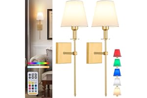 Aiehnid Battery Operated Wall Lights Set of 2,Gold Rechargeable Wall Lights with Remote Wireless Light for Wall,9 Colors Modes Cordless Indoor Battery Wall Sconce for Bedroom Living Room Hallway