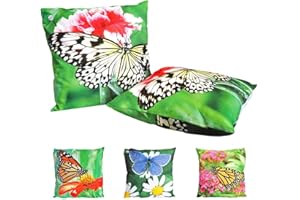 JACK Outdoor Lounge Kissen 45x45cm Motiv Dekokissen inkl. Füllung Schmetterling Wasserfest Sitzkissen Garten Stuhl Schmetterlinge, Farbe:Weiß