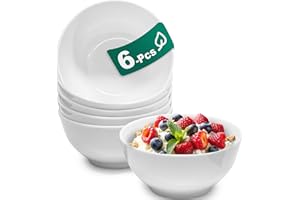 MANGMONG 6 Sets 6 Inch Cereal Bowls - 26 Oz Unbreakable Lightweight White Soup Bowls Set Dishwasher Safe For Fruit Salad Kitchen Ramen Mixing Scratch Resistant Reusable Gift For Wedding Home Everyday Use
