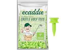 ECADDIE Plastic Castle Graduated Golf Tees - Green, Red, Blue, Yellow, White, Pink, Purple, Orange