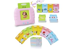 SURPN Talking Flash Cards Learning Toys for Toddlers 1-6 Year Old,British English, 384 Words, Audible Educational Toys, Preschool Learning Resource Electronic Interactive Toy Birthday Gifts for Kids-Pink