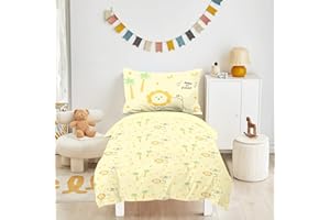 INTOMENG Cute Lion Bedding Duvet Cover Single 135×200cm Quilt Cover Set for Kids Girls Boys with 1 Pillowcase 50×75cm 100% Microfibre Soft and Cozy Bedding for a Blissful Sleep