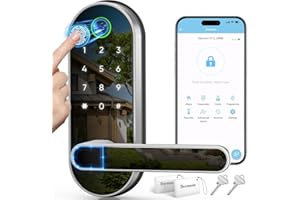 DERMUM Keyless-Entry Fingerprint Digital Smart Lock: Wi-Fi Electronic Door Lock with Code Passcode, Electric Door Knob, Biometric Door Handle (Silver, WiFi Version)