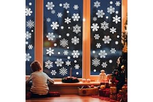 AUAUY Świąteczne naklejki na okna, płatki śniegu, dekoracja na szyby, naklejka, dekoracja Wesołych Świąt