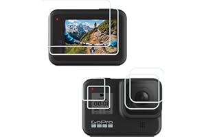 HUIPUXIANG Displayschutz Schutzfolie für GoPro Hero 8 Schwarz, Displayschutzfolie + Objektivschutz aus gehärtetem Glas + HD-Frontdisplay-Objektivschutz [2 Sets] 0,3mm High Definition 9H Härte