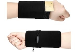 SUMIND 2 Pieces Pocket Wristband Wallets Sport Wrist Wallets Zipper Wristband Wallets Cell Phone Wrist Pouches for Outdoor Running Cycling and Other Sports (Black)