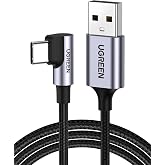 UGREEN 18W, USB to 90 Derece USB-A &amp; USB-C Kablo, 1 Metre, Siyah, ACBUGN50941