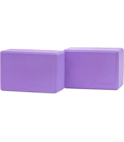 2 Blocs De Yoga En Mousse EVA Haute Densité - 22.5x14.5x7.7 Cm - Violet, Antidérapant, Léger (130g)