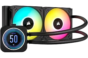 ‎CORSAIR Corsair iCUE H100i Elite LCD XT Flüssig-CPU-Kühler - IPS-LCD-Bildschirm - Zwei AF120 RGB Elite-Lüfter - 240-mm-Radiator - Intel® LGA 1700, AMD® AM5 Und Mehr - Inklusive iCUE Commander CORE - Schwarz