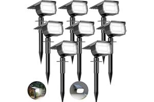 btfarm Lot de 8 Spot Solaire Exterieur, 72 LED Lampe Solaire Etanche IP65, Lumiere Solaire avec 3 Modes d'Éclairage, Réglable 120° Projecteur Solaire Extérieur pour Jardin Allée Chemin Blanc Froid