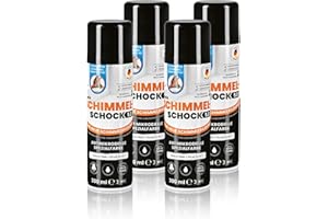 Tonis SCHIMMELSCHOCK 5.0 Antimikrobielle Spezialfarbe zur Schimmelbekämpfung für ca. 6,0 qm Anstrich | Sprühfarbe mit antibakterieller Wirkung, wissenschaftliche Wirksamkeit [Weiß matt, 4x 300 ml]