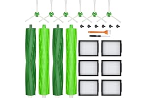 BABUZOM Kit di Accessori Ricambi per iRobot Roomba E&I Serie E5 E6 E7 i3 i3+ i4 i4+ i6 i6+ i7 i7+ i8 i8+ Aspirapolvere, 2 Set di Spazzole in Gomma,6 Spazzole Laterali, 6 HEPA Filtro