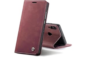 Chocoyi Compatible Funda Huawei P20 Lite Flip Leather Edition,magnético, función de Soporte y Ranuras para Tarjetas-Rojo