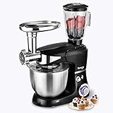 Venga 3-in-1 Multifunctional Stand Mixer with Blender and Meat Grinder, 12 Accessories, Recipe Book, 1 000 W, Black, VG M 301