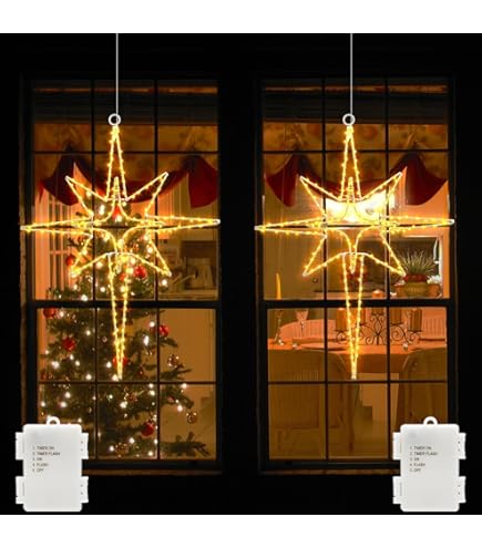yowin Weihnachtsdeko Fenster 3 Stück 45 LED Weihnachtsbeleuchtung