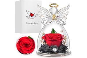 Laspi Cadeau Fete des Meres,Rose Eternelle Ange Cadeau Femme,Cadeau Anniversaire Femme,Fleur Eternelle Ange Idée Cadeau pour Maman Grand-Mère,Femme