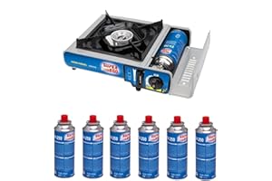 FYSHOP Pack Hornillo + 6 Cartucho de Gas Cocina portátil de gas