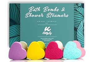 GIFTON Katty Loy Luxury Shower Steamers Bath Bombs Fizzer Heart Set - Lavender Rose Ocean Strawberry Lemon Mints - Spa Gift for Women Girls Teens Her Mum Friend Him Men Valentines Day Stocking Filler