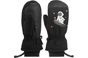 HASUDEI Guanti da Sci per Bambini Guanti Invernali Caldi Antivento Impermeabile Caldo Guanti Sportivi per Bambini Ragazzi Guanti Ciclismo Invernali Termici per Sci Corsa(Nero)