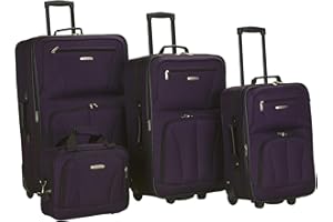 Rockland Equipaje Journey Softside Set Vertical, Purple, Talla única, Juego de Equipaje de 4 Piezas