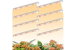 Niello 8 szt. T8 lampa LED do uprawy roślin, pełne spektrum do roślin pokojowych, 60 cm, 144 W, 660 nm/3000 K/6500 K, do siewu, półki do uprawy roślin