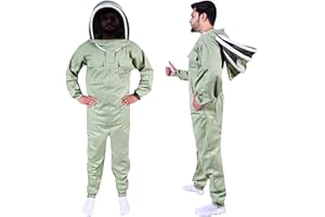 S Self Mark Bee Suit – Vêtement d'apiculteur professionnel complet en polycoton pour homme et femme (Voile fantaisie olive, XXL)
