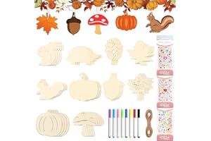 TOPJOWGA Adorno de Hoja de Madera, 40 Piezas Decoraciones de Madera de Otoño, Colgantes de Madera, Calabazas Hojas Otoño Conos Pino Decoraciones de Otoño, Adornos de Madera de Thanksgiving