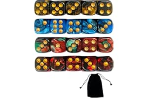 CULEB 20 Pezzi di Dadi Colorati, 4 Colori 16 Mm D6 Dadi Acrilici,Dadi da Gioco,Per Giochi da Tavolo,Insegnamento Della Matematica,Regali(Blu Nero,Rosso Nero,Nero Oro,Rosso Verde)
