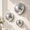 Umllpet Lot de 3 Demi-Boules Disco Autocollantes Argenté 10/15/20 cm | Pose sans perçage, effet lumineux miroir, idéal pour décoration murale fête rétro et salon