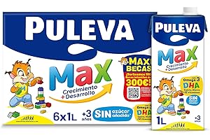 Puleva Max Original Leche de Crecimiento y Desarrollo +3 Años 1L (Paquete de 6)