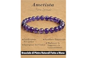 Landorilo Bracciale in Pietra Semipreziose Naturale Fatto a Mano Elastico per Donna Uomo, 8MM Pietre Gemme Rotonde Altamente Lucide Bracciali Yoga, Braccialetti Chakra