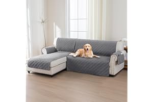 BellaHills 100% Impermeabile Copridivano 3 Posti Con Penisola a Sinistra- Copridivano Angolare - Antiscivolo - Antimacchia - Antigraffio Copridivano, Seduta 205cm, Grigio