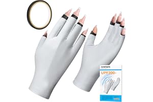 IUHFSIFS Upgrade UV Gloves for Gel Nails【NO.1 UPF300+ Anti UV - SGS Certified】 UV Protection Gloves【24H Lasting Coolness】 High Tech Anti UVA&UVB 999+ UV Nail Gloves for Nail Lamp Skin Care (Black)