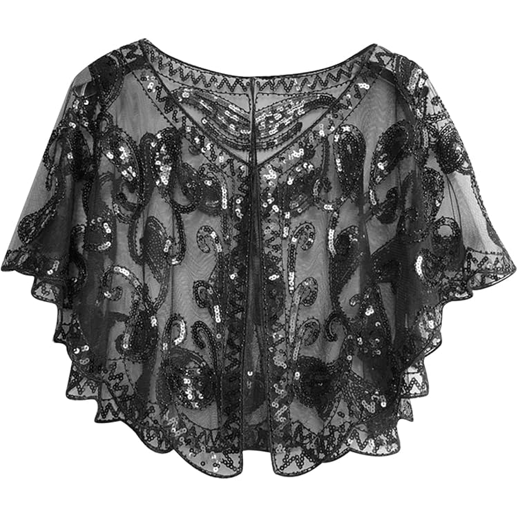 SPORTARC Vintage Boutique Kralen Pailletten 1920s Retro Sjaal