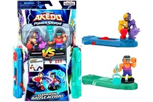 Akedo Légendes Powerstorm Coffret Duel 2 Combattants Miniatures et 2 manettes de Combat Buster Splits VS Sweatstain