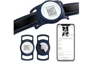 PawView AirTag Dog Collar Holder & Free App. Cat Tracker, Dog Tracker & Smart QR ID for Instant Location to Owner When Scanned, Pet Profile, Contact Info. Cat AirTag Collar & GPS Tracker