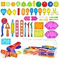 Lictin Clay Dough Tools Kit, 43Pcs Clay Modelling Tool Kit Includes Stamp, Extruder, Rollers, Cutters Molds, Multicolored Plastic Dough Play Tools Accessories (Vegetable, Fruits and Food Series)