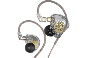 H HIFIHEAR KZ EDX Lite in Ear Monitor Headphones HiFi Stereo IEM,Super-Linear Dynamic Driver Earphones with Detachable Cable,Deep Bass Suitable for Stage Singers Musicians Drummers Audiophile (Grey,No Mic)
