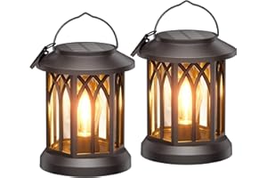 GEARLITE Lanterne Solaire Exterieur Jardin, 2 Pièces Lampe Solaire Exterieur Suspendue Decorative, LED IP65 Étanche Lumiere Solaires Exterieurs Blanc Chaud Tungstène avec Clips pour Deco Jardin Balcon