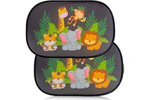 Griwuut 2 pezzi parasole auto bambino con protezione UV, 47 x 30 cm, parasole per finestrini auto per bambini, per bambini con simpatici animali