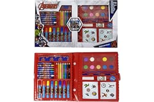 FANCY S.A. EOOD Fancy Valigetta 52 Colori Varie Fantasie Pennarelli Matite Acquarelli Scuola Disegno Idea Regalo Bambini Il Tuo Cartone Animato Preferito (Avengers)